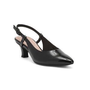 CLARKS Black Patent Leather Kepley Lane Slingback Comfort Heels